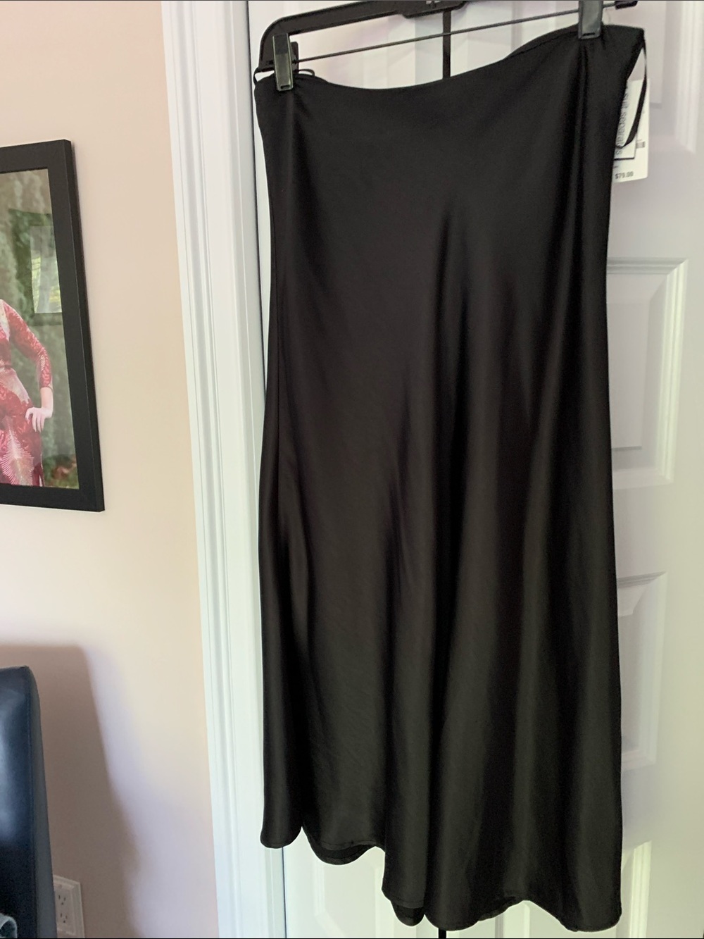 Bar III Black Satin MIDI Slip Skirt